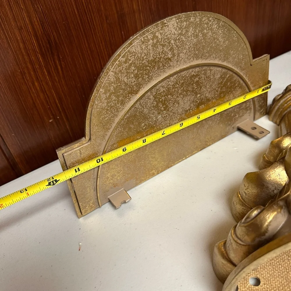 Vintage Antique gold molded resin Hollywood Regency Wall pocket planter Shelf